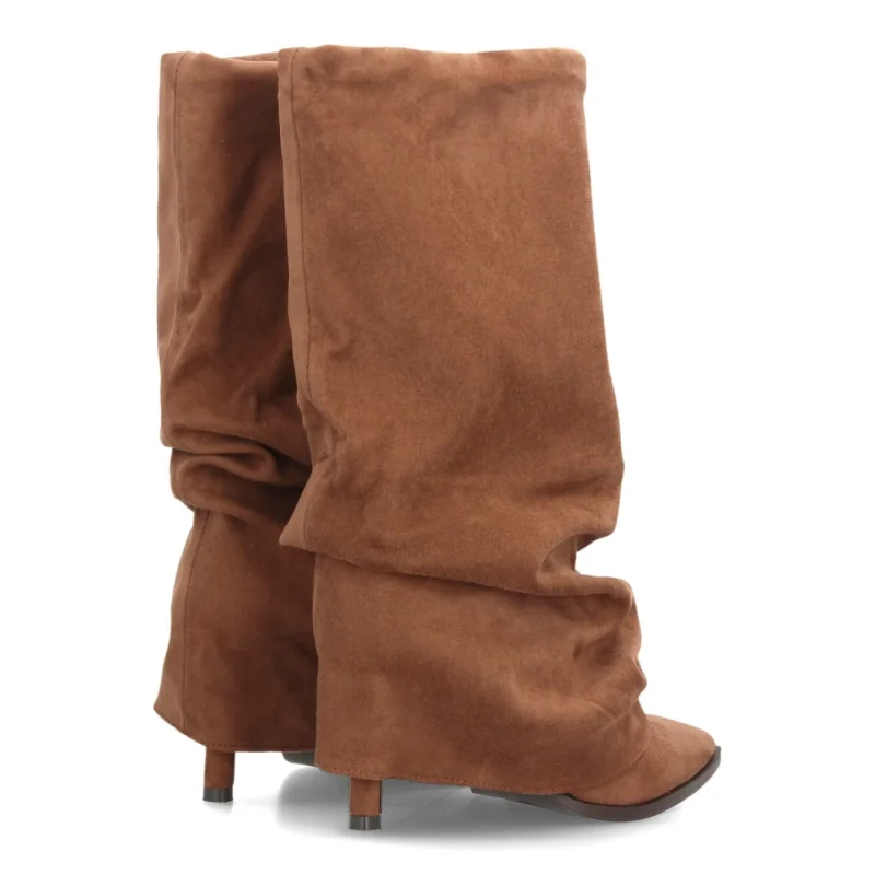 Women's Camel Ruched Heel Boots